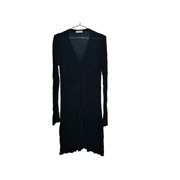 ADEAM Black Long Sleeve V-Neckline Hidden Button Front Shift Dress Size Large - Picture 2 of 8